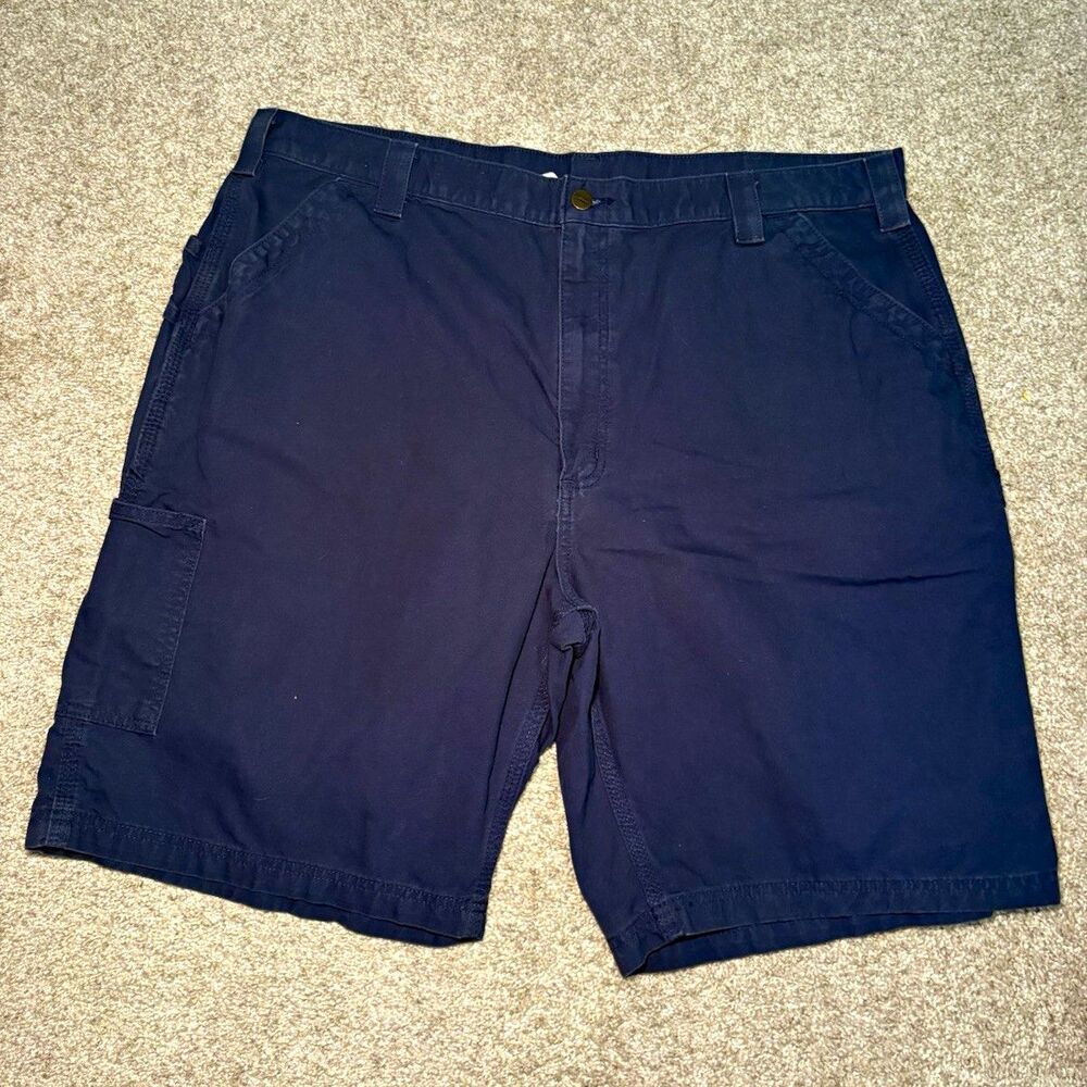 Carhartt Original Fit Men’s Navy Canvas Cargo Shorts w/ Logo Pockets Zip